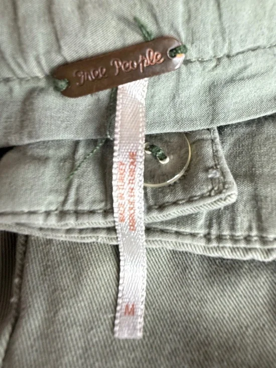 Free People Olive Green Button Front Jogger Pants Articulated Knee Size M - Picture 8 of 12